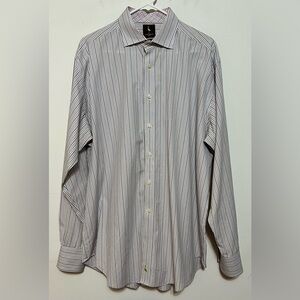 Tailorbyrd Men's Flip Cuff Button Up Striped Shirt XL